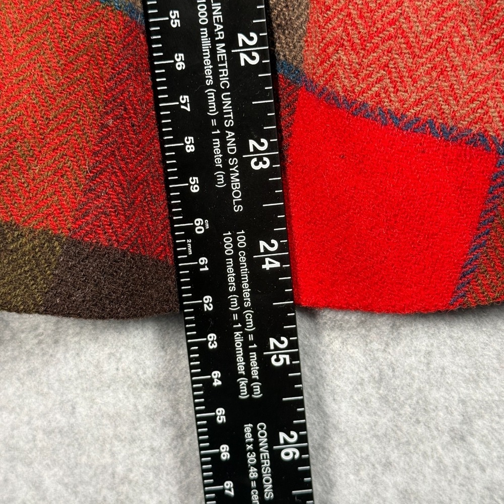 Pendleton Midi Skirt Womens L Brown Red Plaid Wool Vintage Pleated Made in USA - Picture 7 of 7